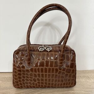 GIORGIO FEDON 1919 Satchel Bag Crocodile Embossed Leather Handbag Made in‎ Italy